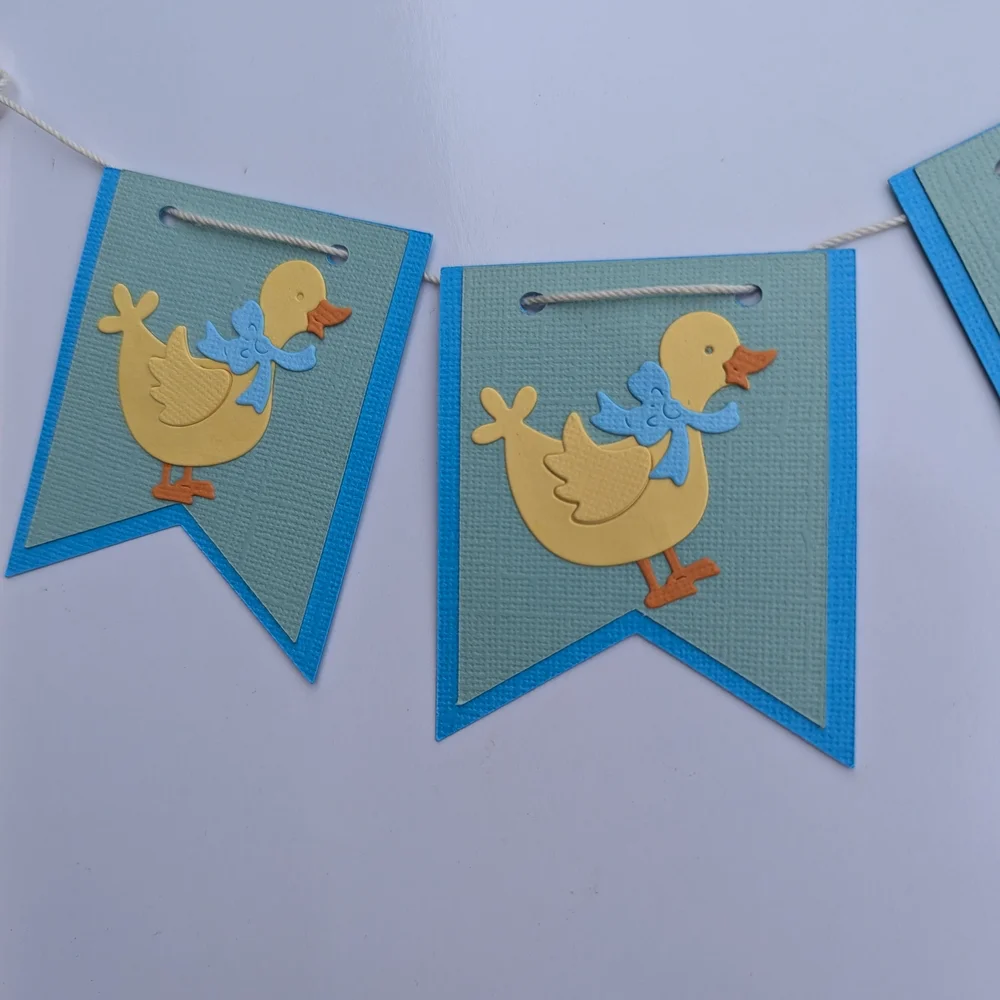NEW Handmade Yellow Duck Blue Banner Cake Topper